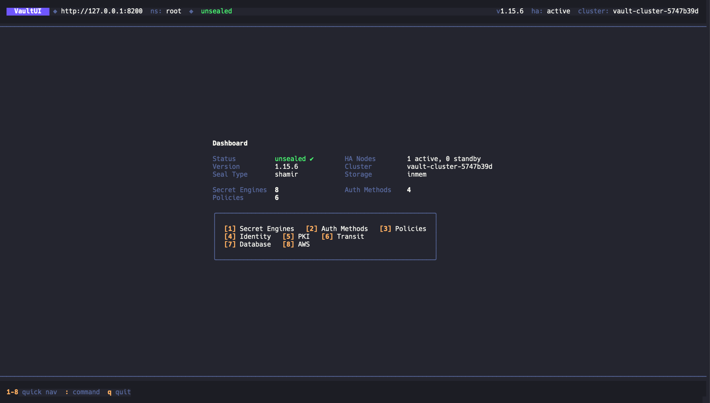 VaultUI browsing Vault secret engines in a terminal